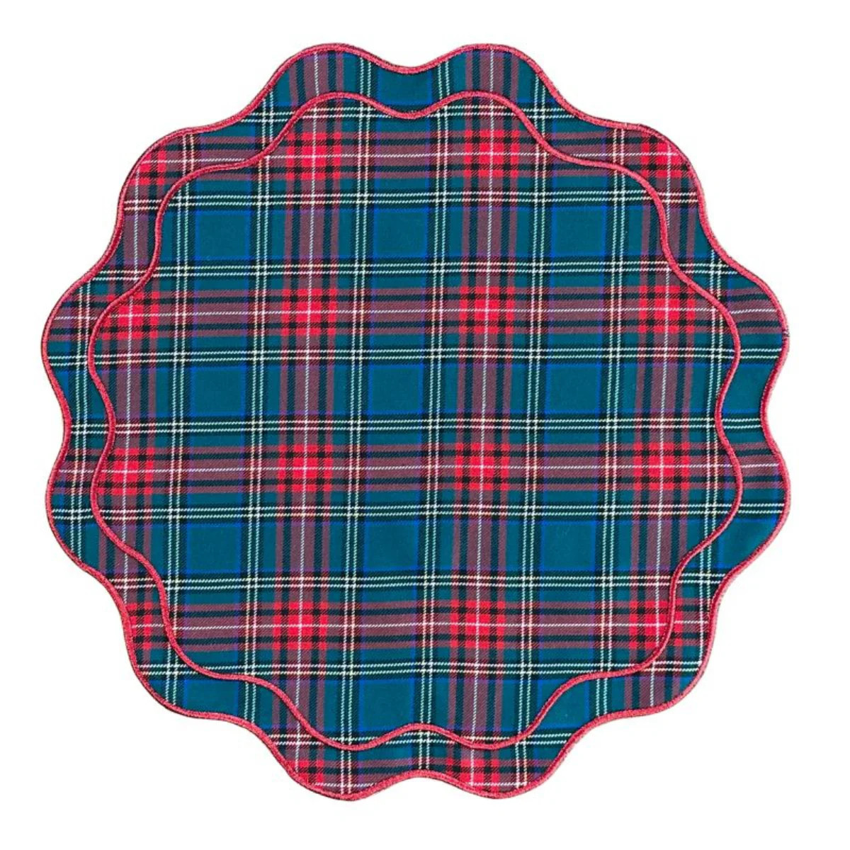 Darby Placemat in Plaid with Red Embroidery | The Well Appointed House, LLC