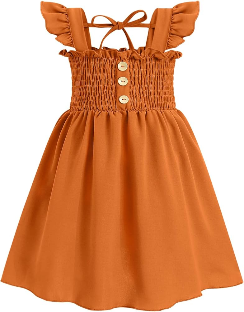 JEELLIGULAR Toddler Dress Ruffle Sleeveless Button Down Dress for Toddler Girl Dress Summer Beach... | Amazon (US)