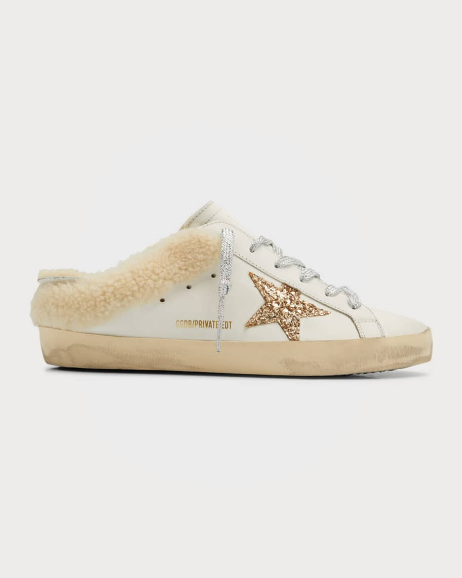 Golden Goose Sabot Leather Glitter Star Slide Sneakers | Neiman Marcus