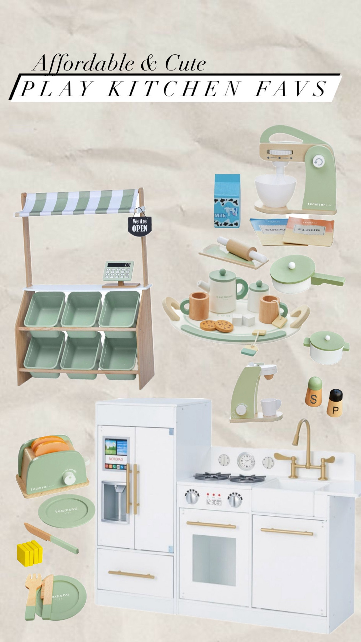 Affordable and cute play kitchen toys . Stylish play kitchen, wood play food cooking baking toys , play grocery store 

#LTKkids #LTKsalealert #LTKCyberWeek