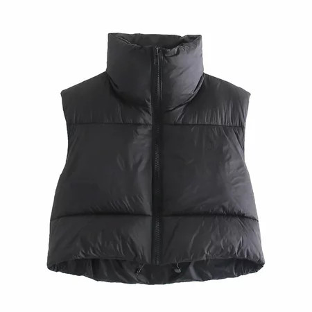 JSGEK Cyber Monday Women Puff Vest Vintage Crop Sleeveless Ligntweight Cotton-Padded Crop Short Top  | Walmart (US)