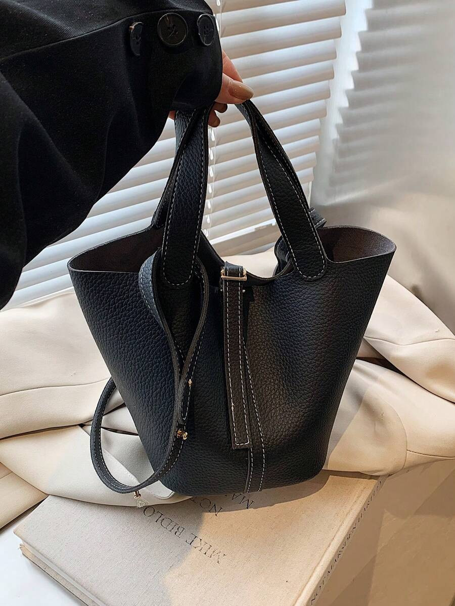 1-Piece Women's New Retro Casual Versatile Solid Color Bucket Handbag, Model In Autumn And Winter... | SHEIN