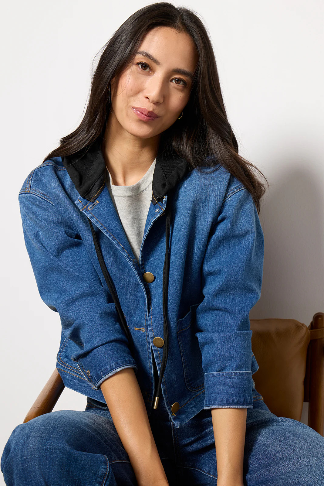 Lolo Hooded Denim Jacket | Evereve