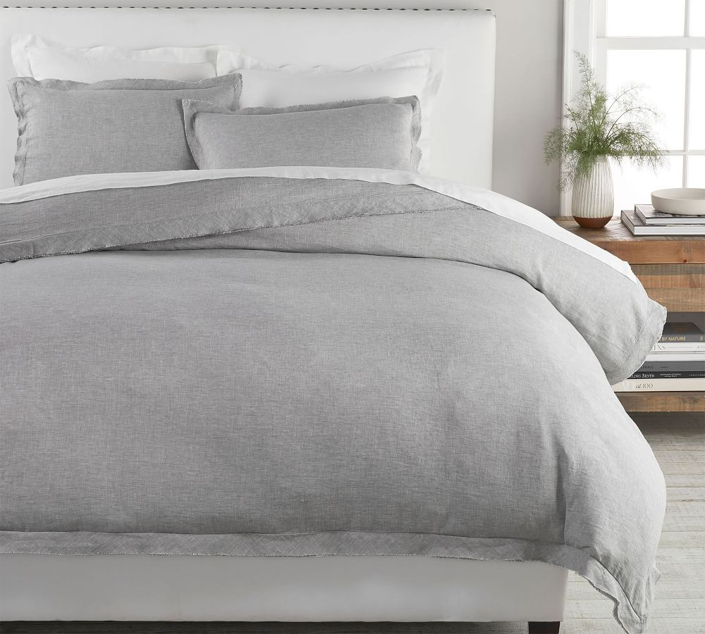 Belgian Flax Linen Double Flange Duvet Cover | Pottery Barn (US)