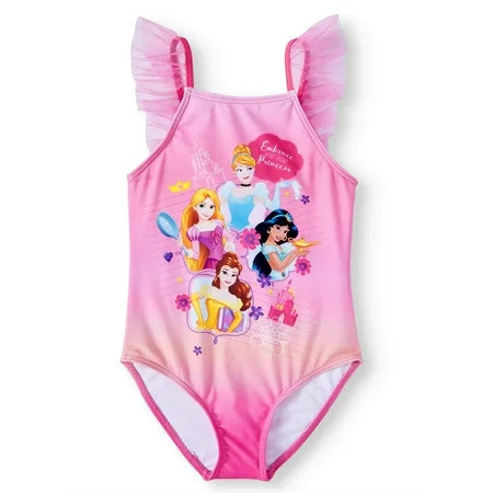 Cinderella Jasmine Belle and Rapunzel One-Piece Swimsuit (Little Girls) | Walmart (US)
