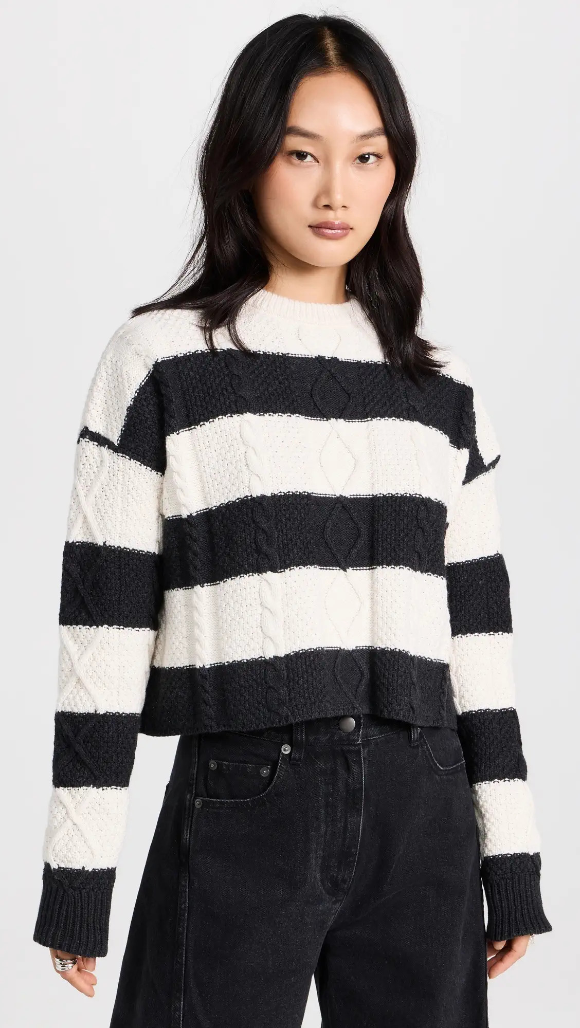 ASKK NY Cable Cropped Crew Sweater | Shopbop | Shopbop