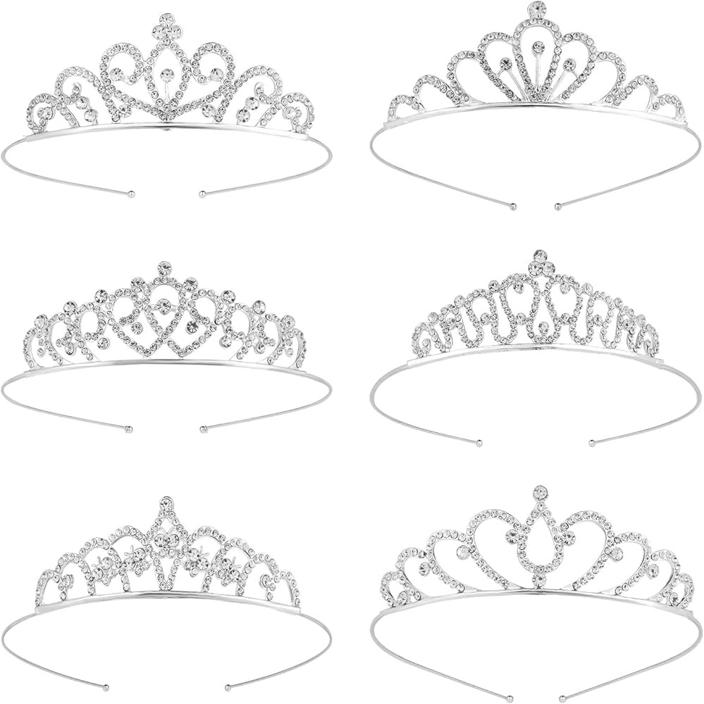 LUTER 6pcs Silver Crystal Tiara, Rhinestone Crown for Girls Women Crystal Tiara Princess Crown fo... | Amazon (US)