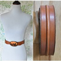 Top Grain Cowhide 1970's Vintage Light Brown Leather Belt with Raised Quilted Stitch // Belt Only No | Etsy (US)