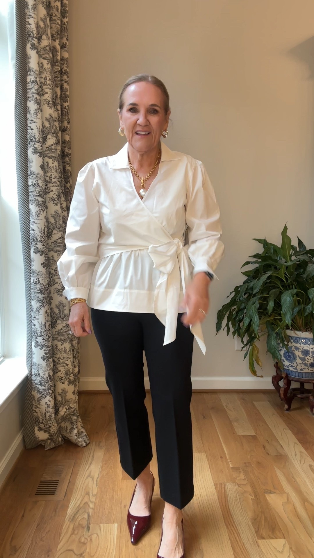 @tuckernuck early access 25% off! Code VIPACCESS linking this blouse size medium and a few favorites that I’ve ordered just not here yet! 

@spanx kick flare pant size medium petite pretty fitted you should size up if inbetween 

#LTKCyberWeek #LTKOver40 #LTKHoliday