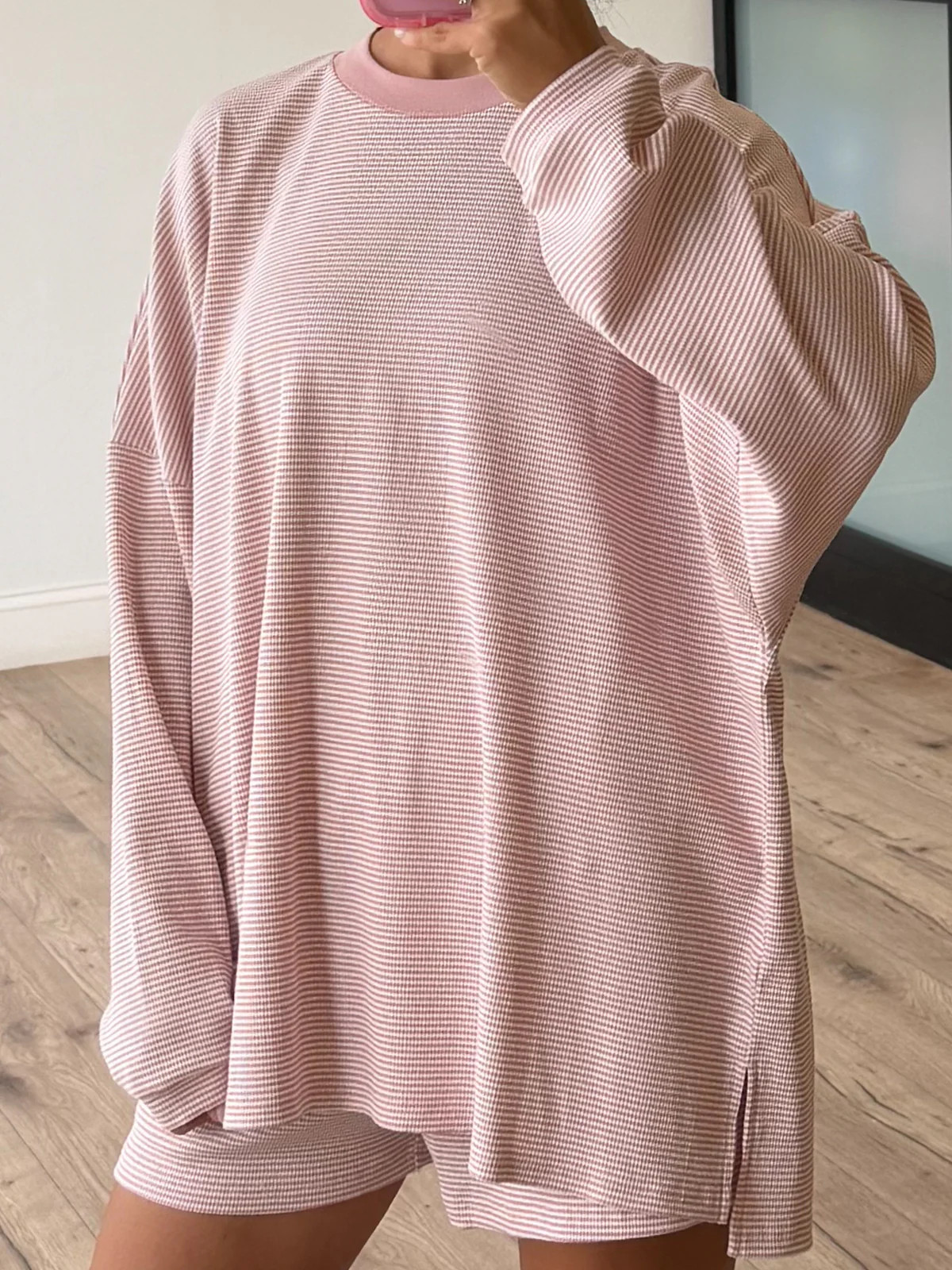 Easy Going Ribbed Stripe Pullover | Baby Pink | Shop Talulah