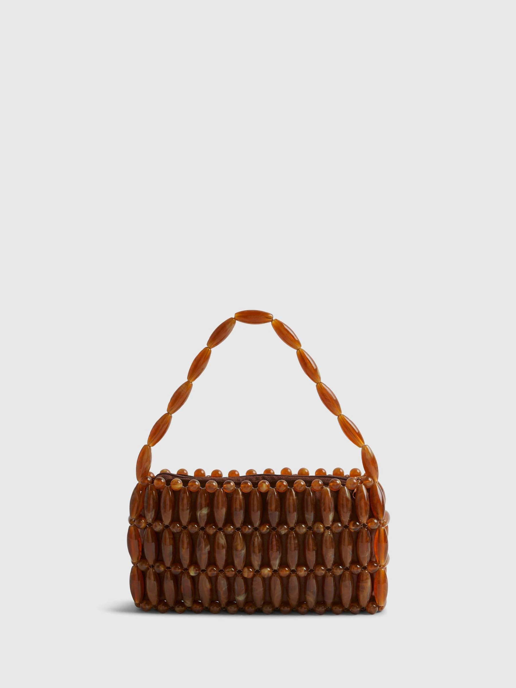 River Island River Island Brown Beaded Clutch Bag | Next US