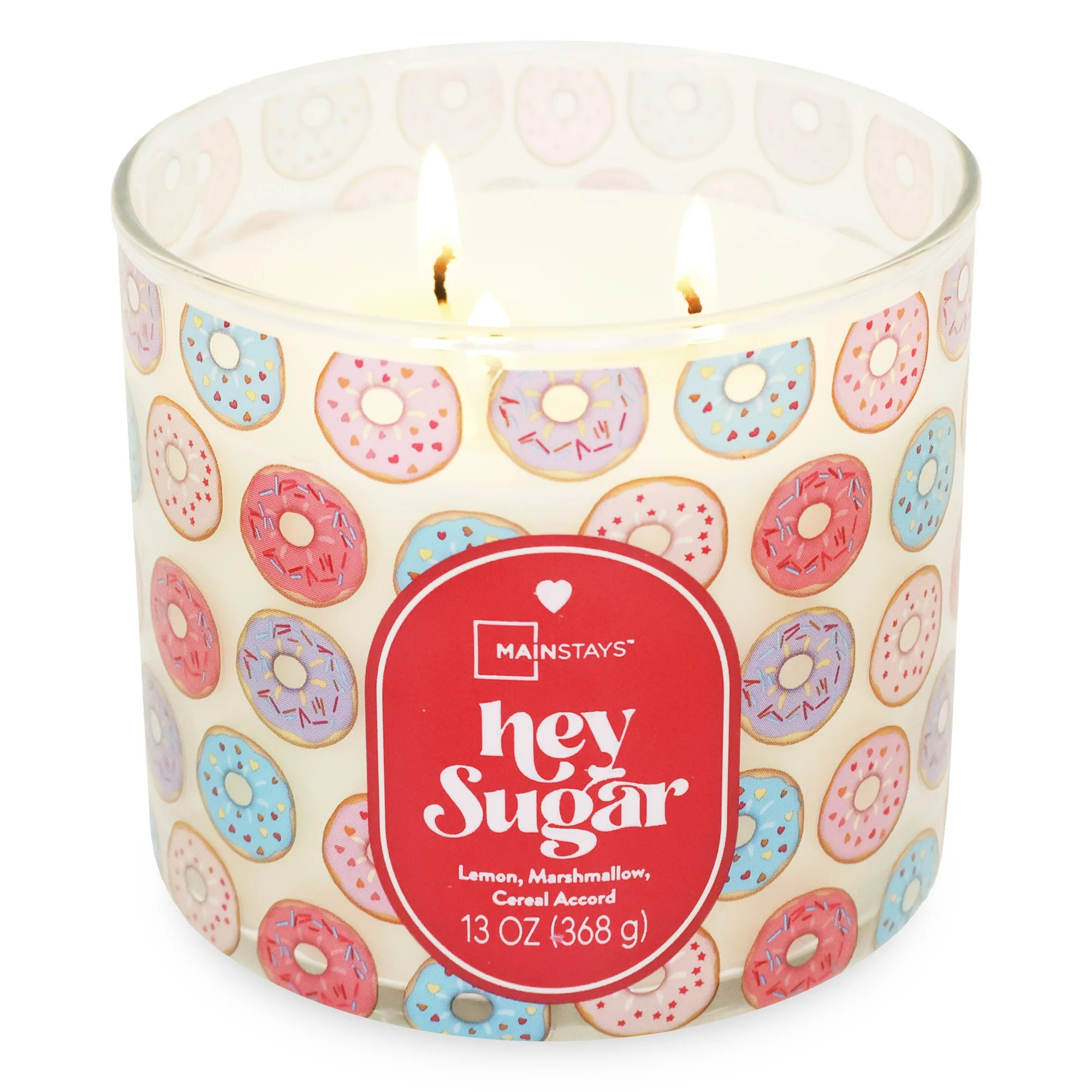 Mainstays 3-Wick Valentine's Themed Candle Hey Sugar Wrap, Lemon, Vanilla and Cereal Accord, 13-O... | Walmart (US)