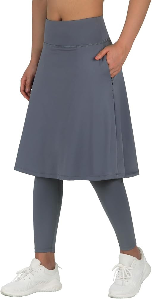 ANIVIVO Women Long Knee Length Skirt with Full Leggings,Skirted Leggings with High Waisted Pocket... | Amazon (US)