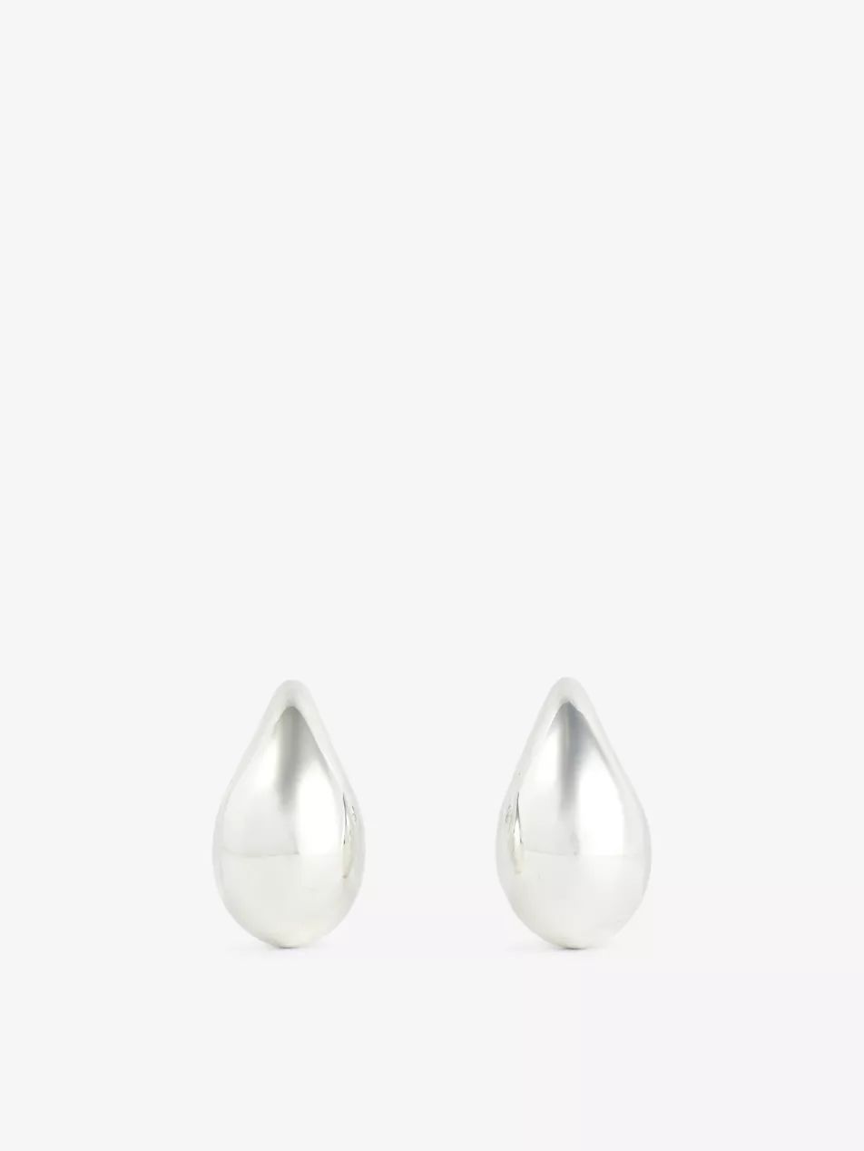 Drop logo-engraved sterling-silver earrings | Selfridges