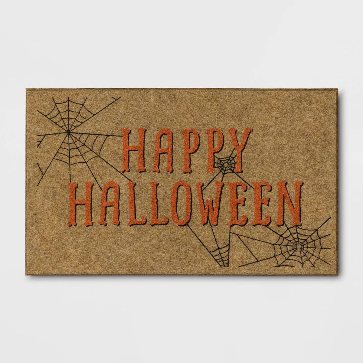 1'6"x2'6" 'Happy Halloween' Faux Coir Doormat with Spiderwebs Orange/Black - Hyde & EEK! Boutique... | Target