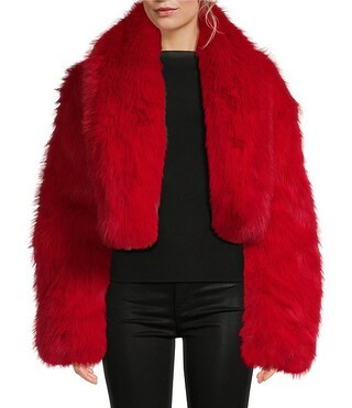 AFRM Stephanie Faux Fur Round Neck Long Barrel Sleeve Cropped Jacket | Dillard's | Dillard's