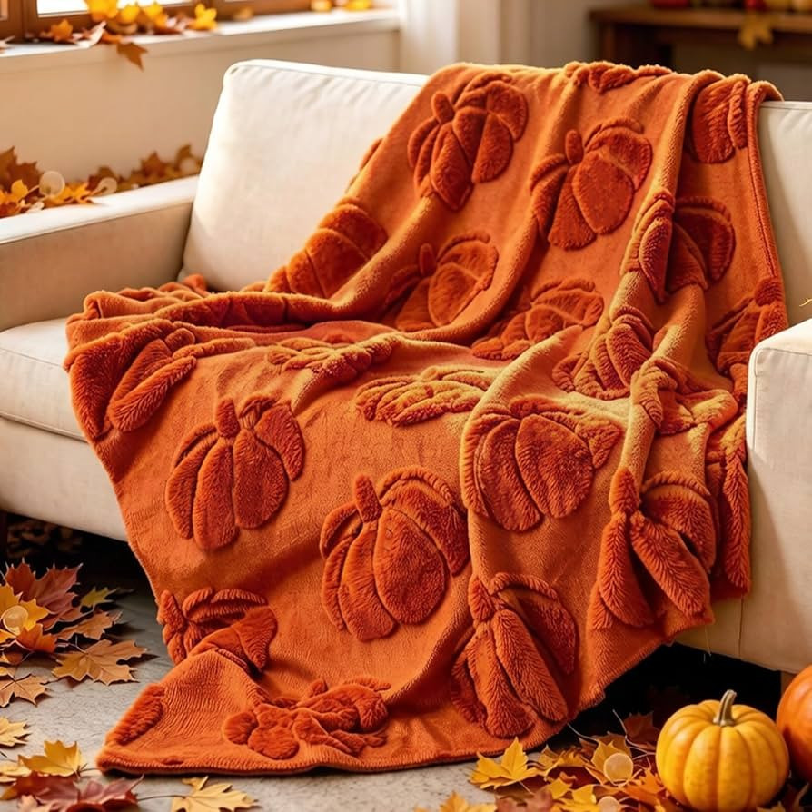 AnyDesign Fall Throw Blankets 50 x 60 Inch 3D Jacquard Pumpkin Fuzzy Blanket Autumn Soft Cozy Fau... | Amazon (US)