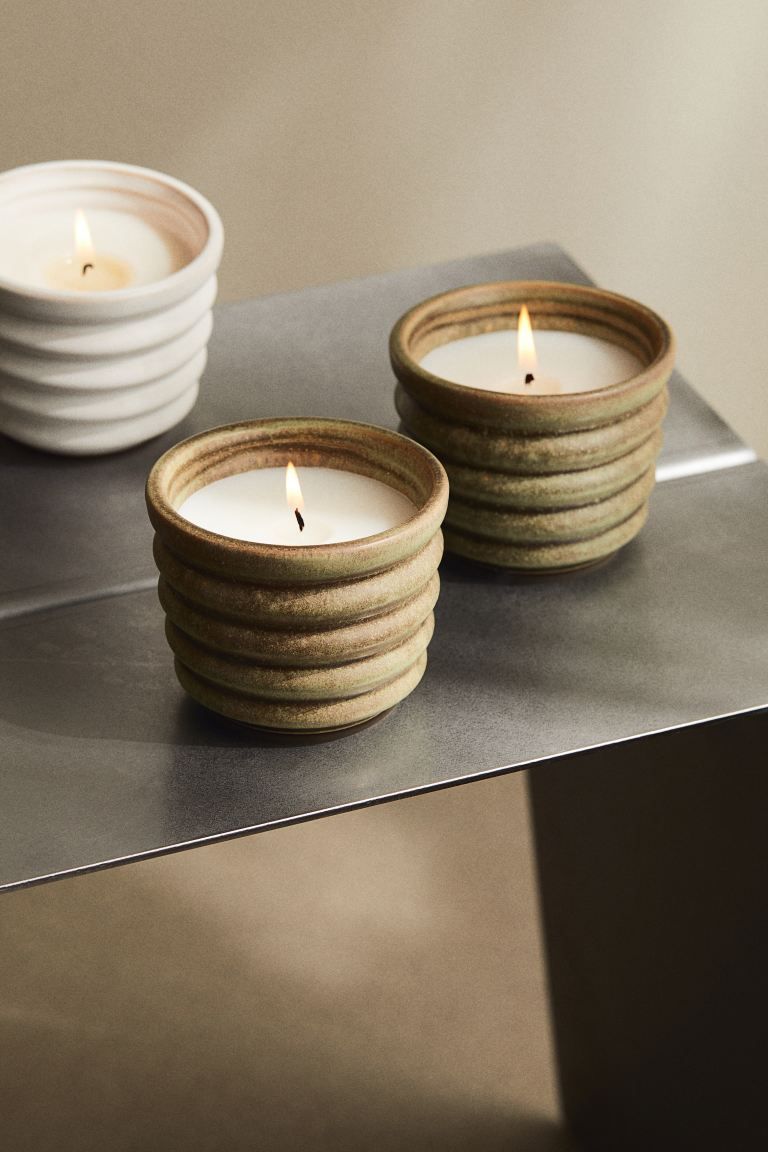 Scented Candle in a Stoneware Holder - Turquoise/Incense Ritual - Home All | H&M US | H&M (US + CA)