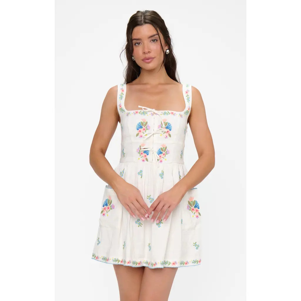 Show Me Your Mumu Demi Mini Dress in Wild Meadow Embroidery at Nordstrom, Size X-Small | Nordstrom
