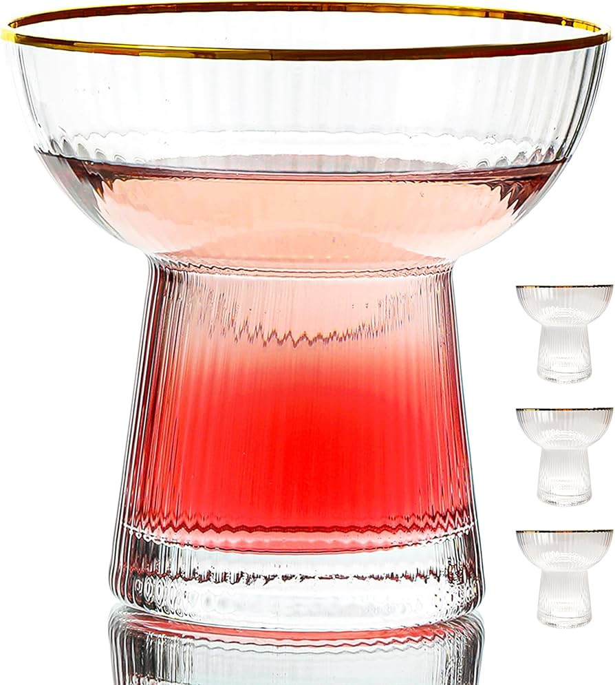 Lysenn Stemless Margarita Glasses Set of 4 - Elegant Vertical Stripes Cocktail Glasses – Premiu... | Amazon (US)