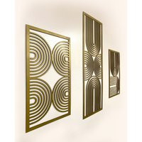 Set Of 3 Wooden Panels/Mid Century Geometric Wall Decor | Etsy (US)