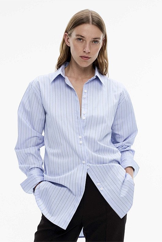 Cotton Stripe Relaxed Shirt | Witchery (AU)