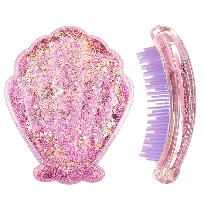 Mermaid Detangling Hair Brush, Luxspire Christmas Hair Brush for Girls Kids Woman, Shell Glitter ... | Amazon (US)