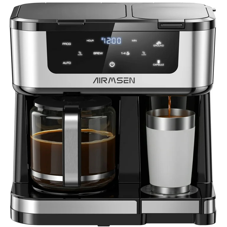 AIRMSEN 12-Cup Drip Coffee Maker with K Cup Combo, Programmable Coffee Machine with 1-4 Cup Setti... | Walmart (US)