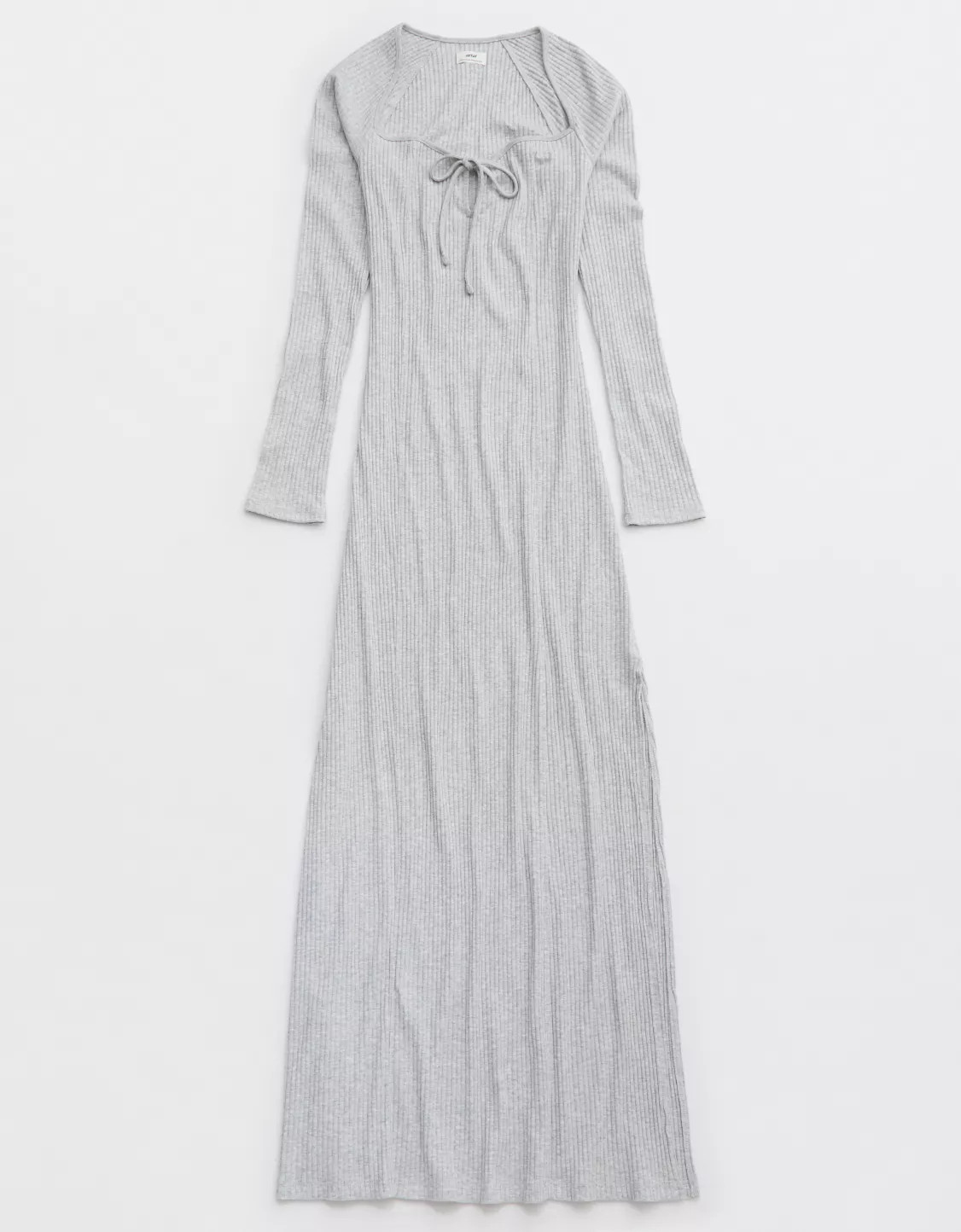 Aerie Long Sleeve Knit Tie Front Maxi Dress | Aerie
