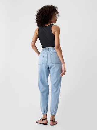 High Rise Denim Girlfriend Utility Joggers | Gap Factory