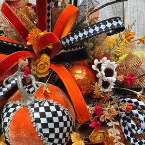 Fall Pumpkin Mesh Wreath, Fancy Fall Wreath, Halloween Harlequin Wreath, Autumn Mesh Wreath for F... | Etsy (US)