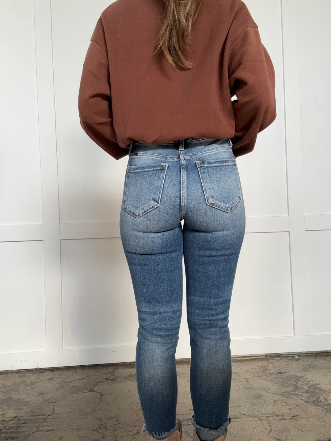 KanCan Medium Wash High Rise Fray Hem Ankle Skinny Jeans | Willow Boutique