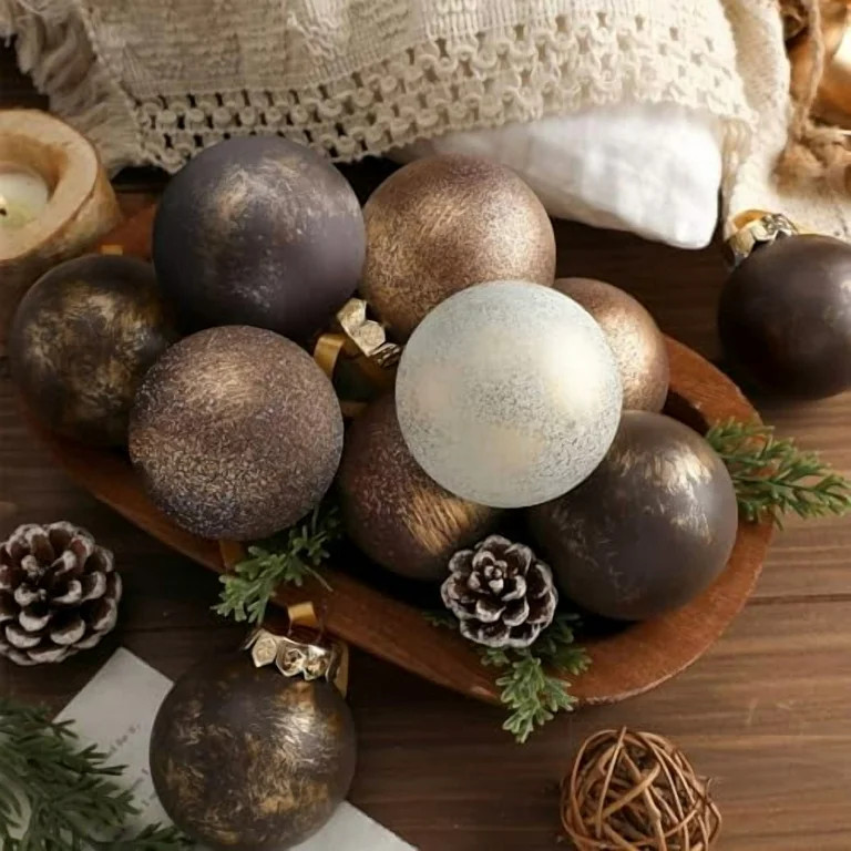 24 Pcs Neutral Textured Christmas Ball Ornaments 2.36'' Vintage Christmas Tree Decor Rustic Distr... | Walmart (US)