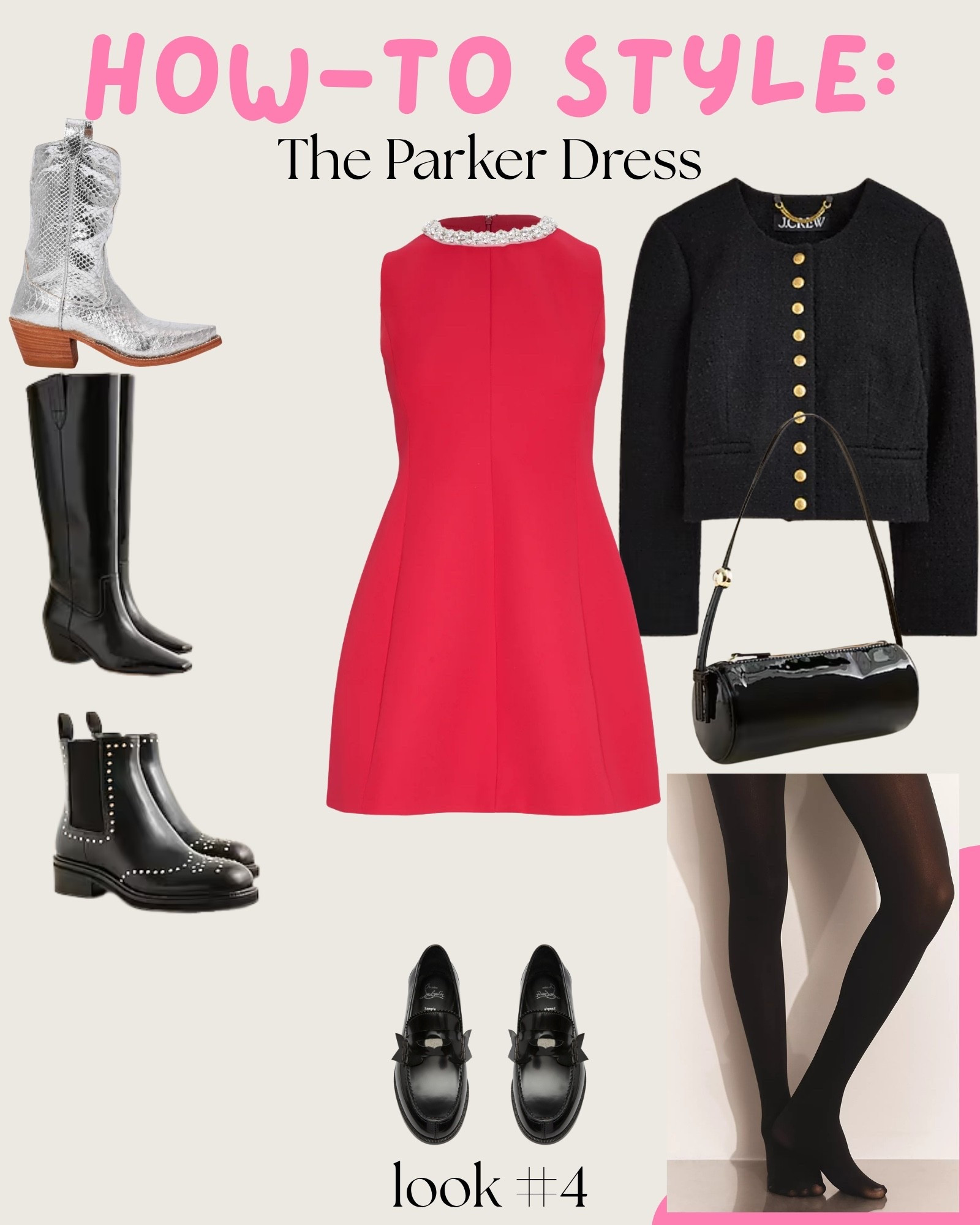 Everyone has a holiday dress in their closet. You can give it a second life by updating the styling. Here are four different outfit ideas with The Parker Dress from Hill House Home. 🎄

Look four is all about being practical. How can you wear this dress to the office? All-black accessories make your red Christmas dress feel less festive. I am sure that you have a dressy jacket, blazer, or cardigan in your closet that you can toss over the dress. Adding a black patent bag to match these patent loafers is always a good idea! ✨

#LTKParties #LTKSeasonal #LTKHoliday