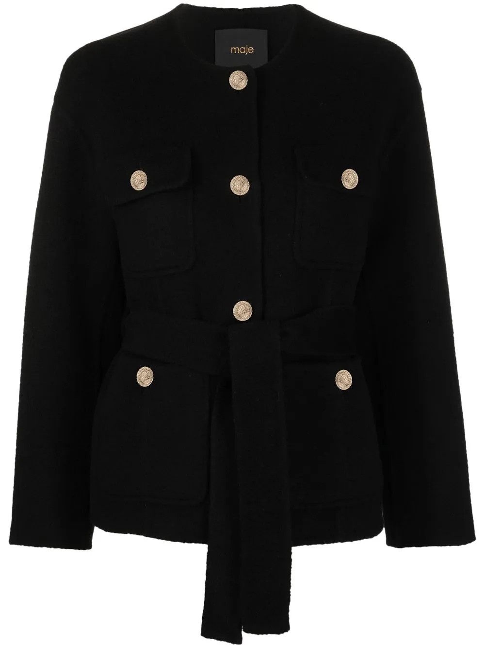 Maje Abrigo Giface Con Botones y Cinturón - Farfetch | Farfetch Global