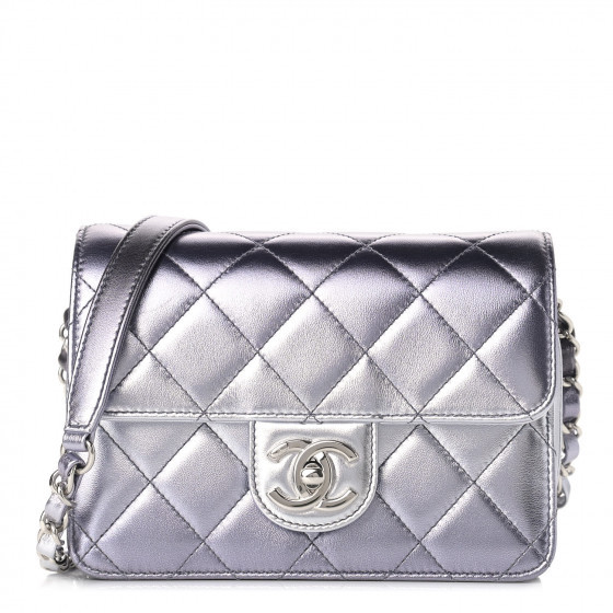 CHANEL Metallic Lambskin Like A Wallet Flap Silvery Black | Fashionphile
