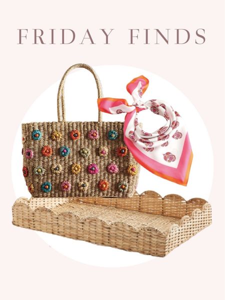 The happiest handbag, my favorite new scarf, and a scalloped rattan tray that I am eyeing! 

#LTKSeasonal #LTKFind