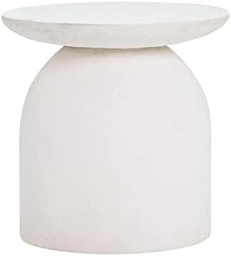 Tov Furniture Aloe White Textured Concrete Indoor/Outdoor Round Side Table | Amazon (US)