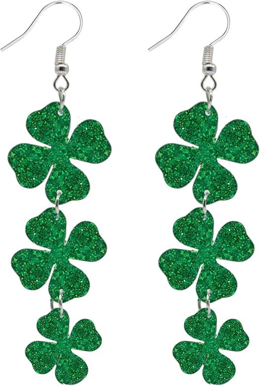 St Patrick's Day Earrings Women Clover Shamrock Green Earrings Irish Wodden Holiday Earrings Teen... | Amazon (US)