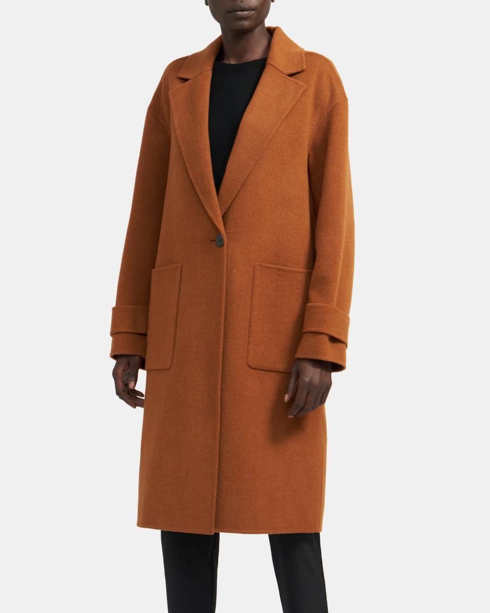 Easy One-Button Coat in Double-Face Wool-Cashmere | Theory Outlet