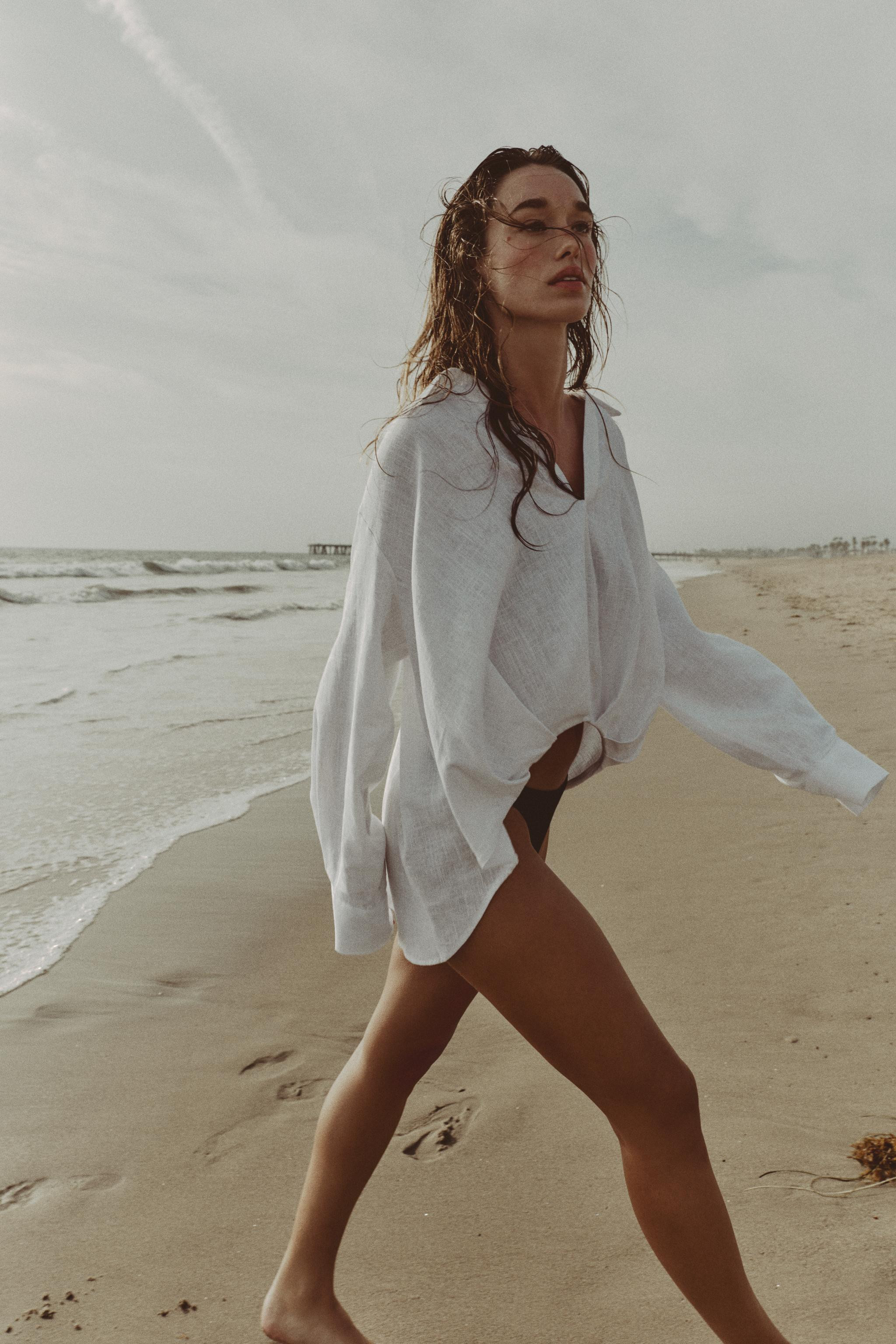 LINEN BLEND SHIRT WITH PUFFED HEM | Zara US