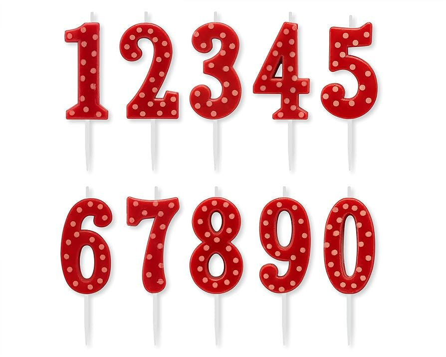 Papyrus Number Birthday Candles Pack, Red Polka Dots (10-Count) | Amazon (US)