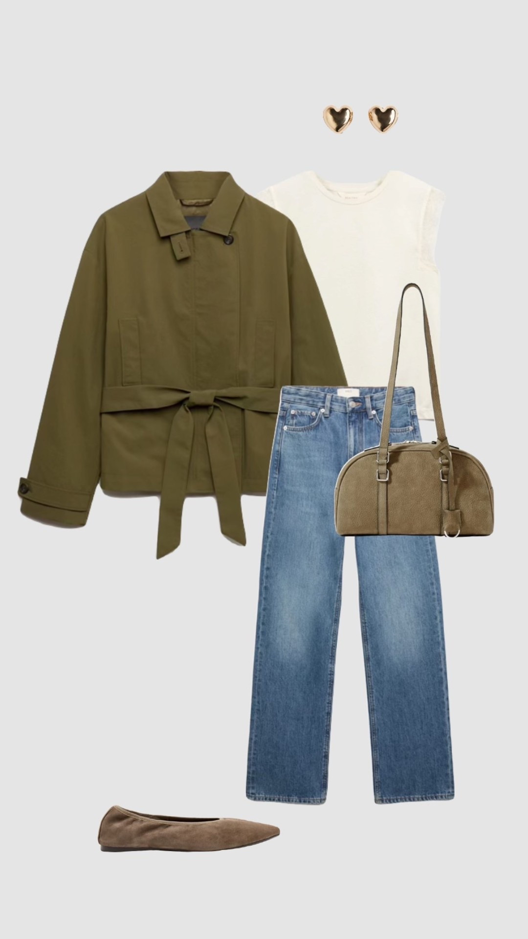 Khaki Belted Utility Trench Coat Outfit 🤎

• transitional outfits summer autumn outfit relaxed straight leg blue high waisted jeans casual outfits suede bag beige ballet flats olive green leather shoulder bag cream lace knit top work workwear office outfits women’s uk 2026 outfit everyday outfit ideas •

#LTKuk #LTKautumn #LTKworkwear