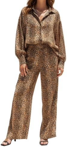 YUSHE Animal Print Co-ord Set | Lightweight Shirt and Pants Set for Women | Summer Two Piece Sets... | Amazon (US)