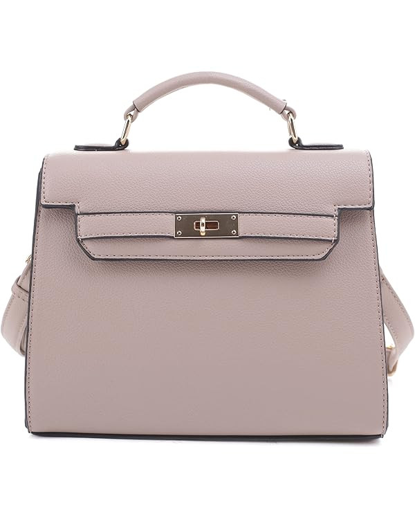 EVVE Women's Top Handle Satchel with Detachable Strap Small Pebbled Leather Fashion Crossbody Bag | Amazon (US)