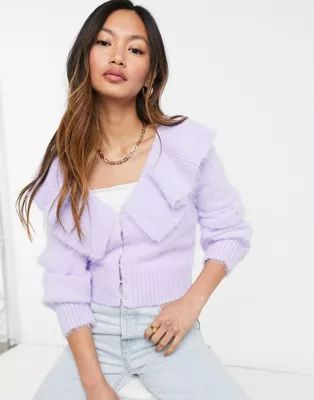 & Other Stories frill neck cardigan in lilac | ASOS (Global)