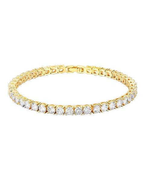 PAVOI 14K Gold Plated 3mm Cubic Zirconia Classic Tennis Bracelet | Gold Bracelets for Women | Siz... | Amazon (US)