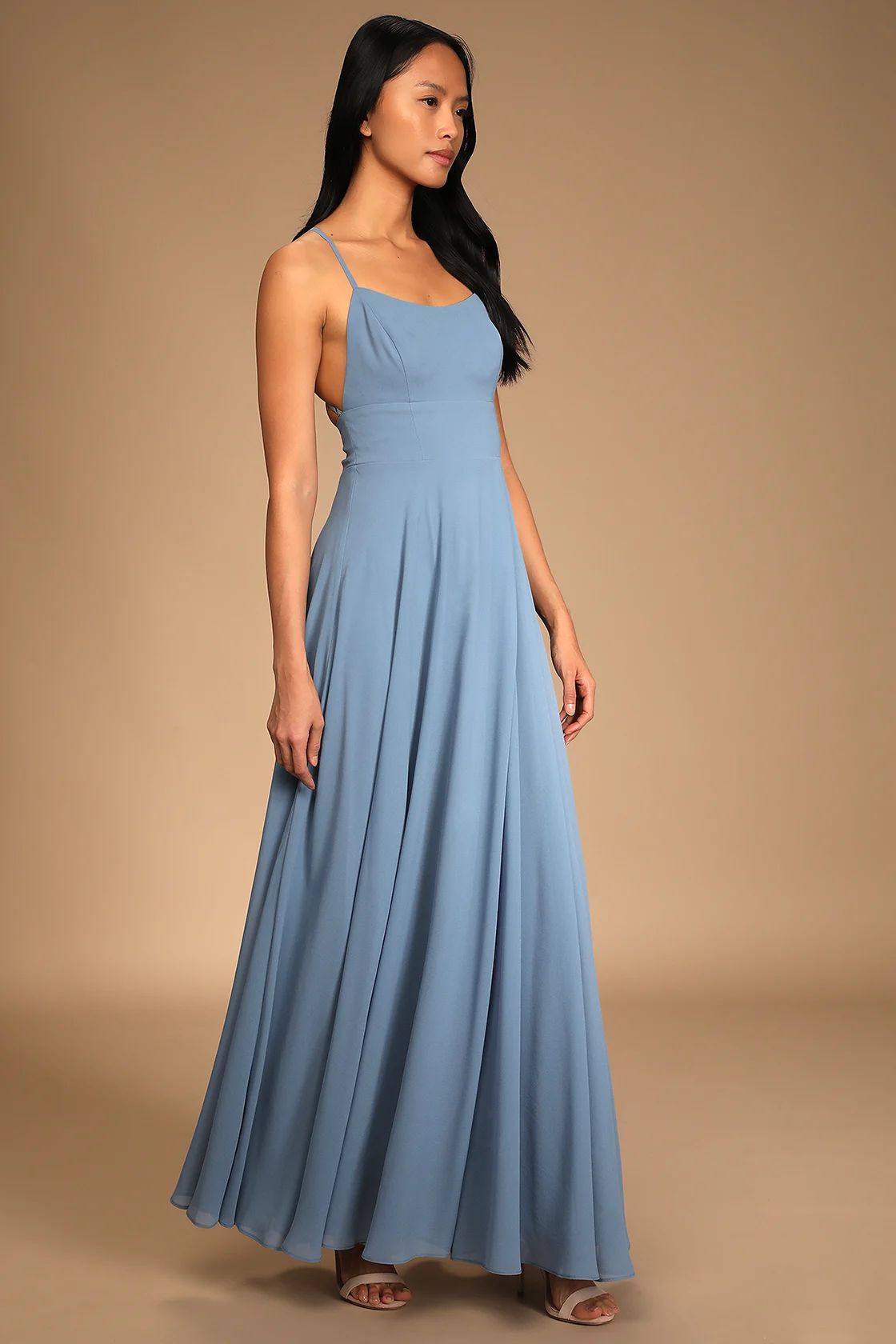 Dreamy Romance Slate Blue Backless Maxi Dress | Lulus (US)