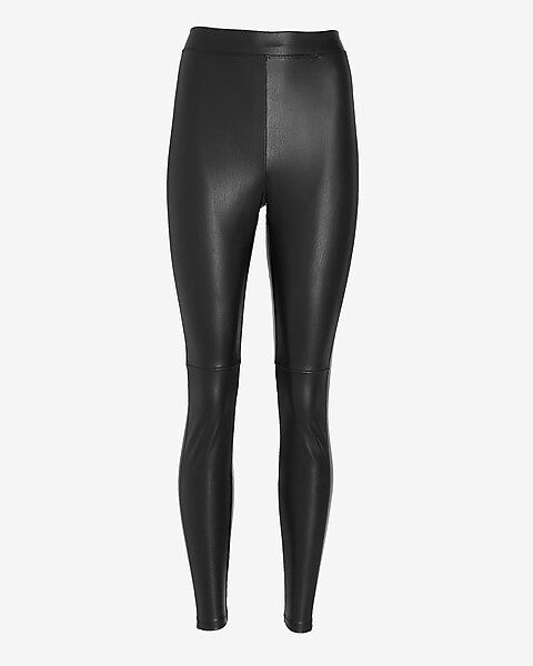 Super High Waisted Vegan Leather Seamed Leggings | Express