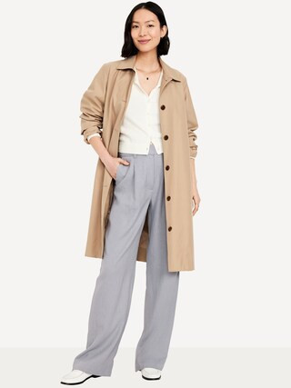 Extra High-Waisted Linen-Blend Wide-Leg Trouser Pants | Old Navy (US)